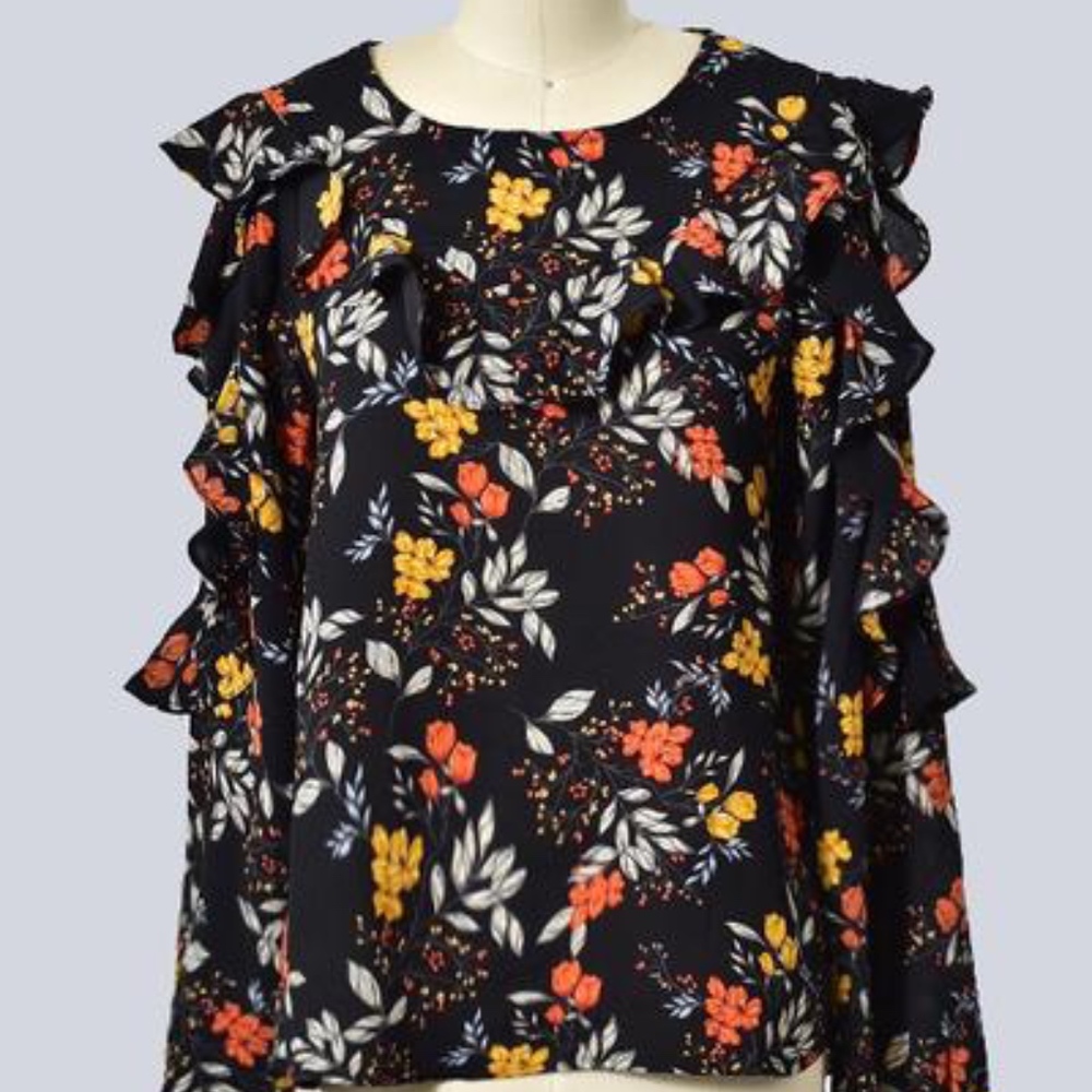 Nova Floral Ruffle Front Top